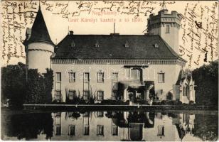 1910 Nagykároly, Carei; Gróf Károlyi kastély a tó felől. Csókás László kiadása / castle (EK)