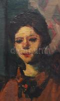 Bótos Sándor (1921 - 1997): Parasztlány arcképe. Olaj, vászon, Hátoldalán Képcsarnok etikett: 3087 (...