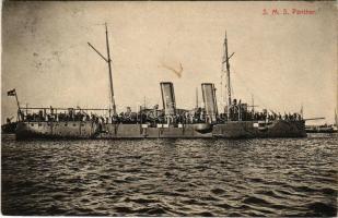 1908 SMS Panther az Osztrák-Magyar Haditengerészet Panther-osztályú torpedócirkálója / K.u.K. Kriegsmarine Torpedoschiff / SMS Panther Austro-Hungarian Navy torpedo cruiser. Phot. Alois Beer, F.W. Schrinner (EK)