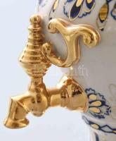 Gzhell szamovár dísz, több részes, kézzel festett, jelzett, hibátlan 28 cm