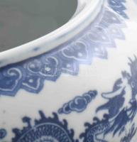 Nianquian Zhiilong kínai porcelán edény. sárkány mintával. Kézzel festett, jelzett, hibátlan d: 23 c...