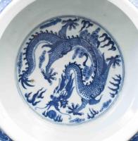 Nianquian Zhiilong kínai porcelán edény. sárkány mintával. Kézzel festett, jelzett, hibátlan d: 23 c...