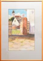 Harsányi Zsuzsanna: Utcarészlet. Pasztell, papír, jjl: Harsányi 2005 j. hátoldalon. 49x32 cm, keretb...