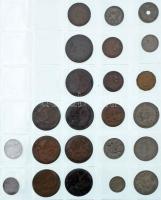 23db-os vegyes érmetétel műanyag berakólapon, közte Montenegró 1906. 10p Ni + Jugoszlávia 1938. 10D ...