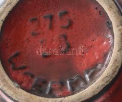 Retro német vérmázas váza, jelzett, kopással, m: 28 cm