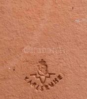 Kalsruhe kerámia lovas mintás falidísz. Jelzett, kopással, 20x20 cm