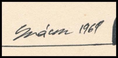 Szász Károly István (1909-1979): Arcok. Tus, papír. Jelzett. 17,5x23,5 cm