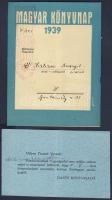 1939 Magyar Könyvnap: Dante kiadó ajándék-meghívó és pénzbeszedő emlékeztető