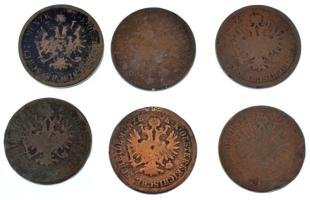 1860B 4kr Cu + 1861B 4kr Cu + 1864B 4kr Cu + Ausztria 1861A 4kr Cu (3x) T:F,VG