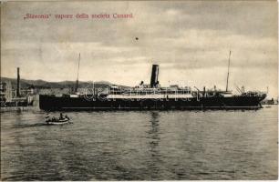 1909 A Slavonia kivándorló hajó a kikötőben / Slavonia vapore della societa Cunard / Cunard Line SS Slavonia emigration ship at the port