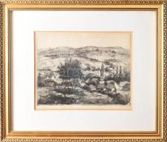 Mészáros Lajos (1925-1971): Ják. Rézkarc, papír, jjl.: Mészáros Lajos. 29,5x39 cm, keretben, üvegeze...