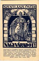 Nagyvárad, Oradea; Szent László védi Nagyváradot! irredenta képeslap. Közművelődési rt. kiadása / Hungarian irredenta propaganda, Ladislaus I of Hungary s: Tary