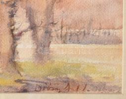 Diósy Antal (1895-1977): Debrecen. Akvarell, papír, jjl.: Diósy Antal - Debrecen. 27x36,5 cm, keretb...