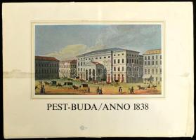 1972 Pest Buda anno 1838. 13 metszet reprodukciót tartalmazó mappa, kísérő füzettel, komplett!