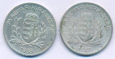 1927-1938. 1P Ag (2xklf) T:VF,XF Adamo P6