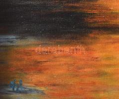 Vasné Katona Hajnalka: Naplemente. olaj, kasírozott farost, jbl: VH. 30x40 cm, keretben, jó állapotú