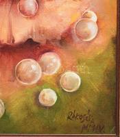 Rákos Éva: Rózsa. olaj, kasírozott farost, jjl: RÁKOS ÉVA MMIV. 50x40cm, keretben, keret jó állapotú