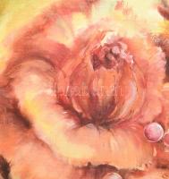 Rákos Éva: Rózsa. olaj, kasírozott farost, jjl: RÁKOS ÉVA MMIV. 50x40cm, keretben, keret jó állapotú