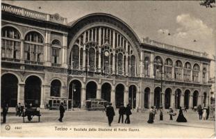 Torino, Turin; Facciata della Stazione di Porta Nuova / railway station, tram (EK)