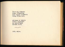 1935 Családi emlékkönyv, "Emlékül Klárikánknak szeretettel Apa, Anya, 1935. április hó", b...