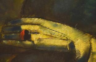 Angyalföldi Szabó Zoltán (1929-2014): Hölgy portréja, 1974. Olaj, papír, farostra kasírozva, jelezve...