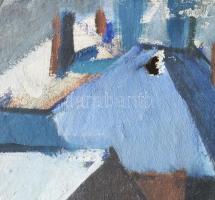 Tóth Imre (1929-2004): Táj. Olaj, vászon, jelzés nélkül, hátoldalán Képcsarnok etikett, sérült, képs...