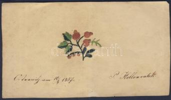 1857 hímzett vizitkártya Kolowratek névvel / Embroided visit-card with Kolowratek name