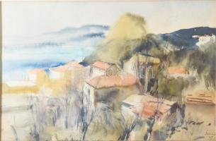 Szalóky Sándor (1921-1978): Mediterrán öböl. Akvarell, papír, jjl: Szalóky 1959. 27x42,5 cm, keretben, kerete jó állapotú.