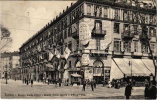 1911 Torino, Turin; Piazza Carlo Felice, Grand Hotel Ligure e d'Angleterre / square, hotel and café (EK)