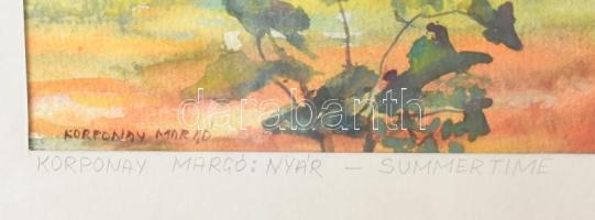 Korponai Margó (1943-): Nyár - Summertime. Akvarell, papír, jbl: Korponai Margó. 25x35 cm, keretben,...