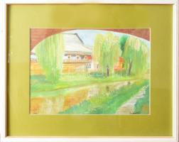 Balázs Tibor (1959-): Gyulai híd. Akvarell, papír, jjl: Balázsi Tibor, jbl: 1992. 40x50 cm, keretben...