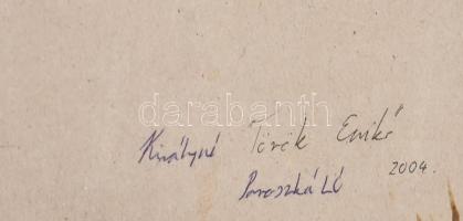 Királyné Török Enikő: Poroszkáló. üvegfesték, üveg, 42x32 cm, keretben, keret jó állapotú