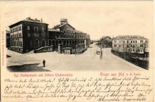 1903 Hof a. d. Saale, Kgl. Stadtpostamt und Höhere Töchterschule / post office, girls' school (EK)