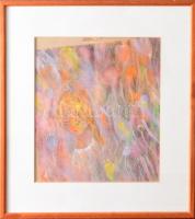 Varga Virág: Tulipánok között. vegyes technika, papír, Jelzés nélkül. 32,2x28,5 cm, keretben, jó áll...