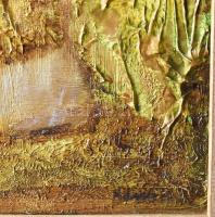 Károlyfi Zsófia (1952-): Lovászi templom. vegyes technika, papír, jjl: Károlyfi. 30x34,5 cm, keretbe...