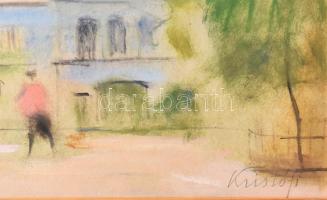 Kristófi János (1925): Templomtér. tempera, karton, jjl.: Kristófi. 35,5x50 cm, keretben, jó állapot...