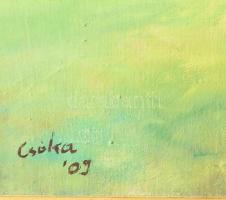 Csóka Béla (1926-2005): Erdő. olaj, vászon, jbl.: Csóka '09. 50x60,5 cm, keretben, kis sérüléss...