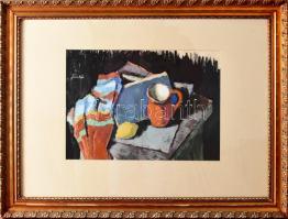 Fürtös jelzéssel: Csendélet citrommal. Tempera, papír, jbf: Fürtös. 29,5x42 cm, keretben, üvegezett,...