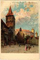 1912 Nürnberg, Nuremberg; Thiergärtner-Thor mit Burg / gate, castle. Neue Serie Nürnberger Aquarellkarten s: Lorenz Ritter (EK)