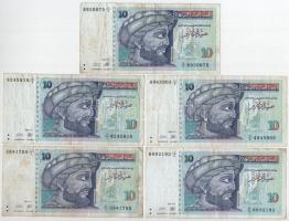 Tunézia 1994. 10D (9x) T:F,VG Tunisia 1994. 10 Dinars (9x) C:F,VG Krause 87.