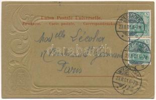 1901 Wiesbaden, Art Nouveau, floral, Emb. litho frame with coat of arms (EK)