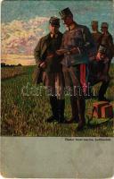 1916 Báró Lütgendorf altábornagy a cs. és kir. 31. gyaloghadosztály parancsnoka törzskarával egy ütközet vezetésénél Volhyniában. Sándor Antal zászlós hadfestőtől / WWI Austro-Hungarian K.u.K. military art postcard, Kasimir von Lütgendorf general commander with his officers coordinating a battle in Volhynia s: Sándor Antal (fl)