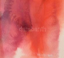 Varga Virág: Tűzparipák. akvarell, papír, Jelzés nélkül. 25x34 cm, keretben, üvegezett, jó állapotú