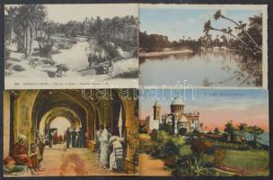 44 db RÉGI külföldi város képeslap: Egyiptom, Izrael, Líbia, Algéria, stb. / 44 pre-1945 foreign town-view postcards, Egypt, Israel, Libya, Algeria, etc.