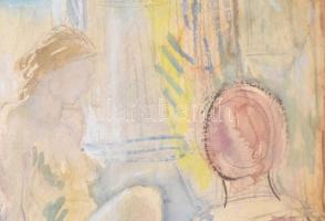 Erdős Géza (1910-1964): Akt. vegyes technika, papír, jbl.: Erdős Géza. 37x46 cm, keretben, üvegezett...