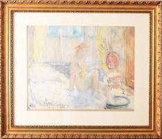 Erdős Géza (1910-1964): Akt. vegyes technika, papír, jbl.: Erdős Géza. 37x46 cm, keretben, üvegezett...