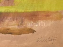 Kristófi János (1925): A kápolnai templom. tempera, karton, jjl.: Kristófi. 49,5x70 cm, keretben, jó...