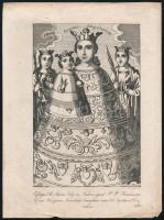 1836 Dorneck, Joseph (működött Bécsben, az 1820-1830-as években): Mária-szobor az andocsi Nagyboldogasszony-bazilikában (Effigies B. Mariae Virg. in Andocs, apud P. P. Franciscan Dioec. Weszprim ...). Rézmetszet, papír, jelzett a metszeten, kis lapszéli sérüléssel, foltokkal, 18x11 cm. [In: Jordánszky Elek: Magyar országban 's az ahoz tartozó részekben lévő Bóldogságos Szűz Mária kegyelem' képeinek rövid leírása. Pozsony, 1836.]