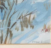 Duray Tibor (1912 - 1988): Falurészlet. tempera, papír, jjl.: Duray T. 1954. 29x40 cm, keretben, üve...