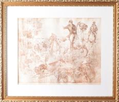 Rádóczy Gyarmathy Gábor (1943-): Falkavadászat V. rézkarc, papír, Jjl.: Rádóczy Gyarmathy G. A/E 3. ...